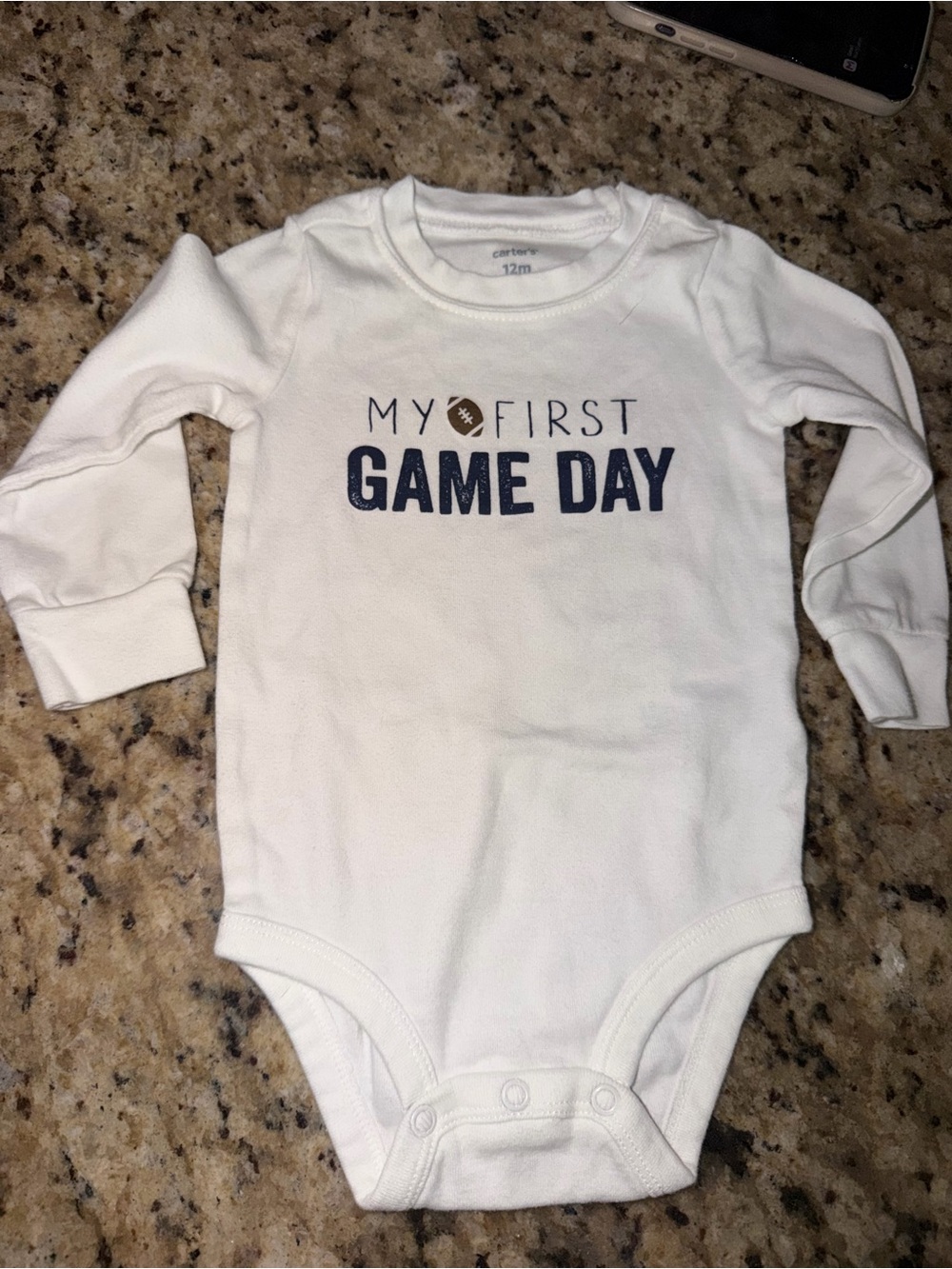 Carter's White Long-Sleeve "My First Game Day" One-Piece
